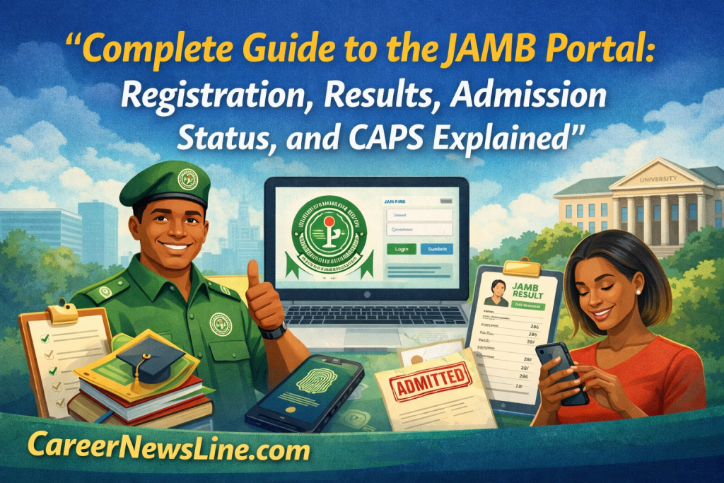 Student accessing the JAMB portal to check admission status and UTME results