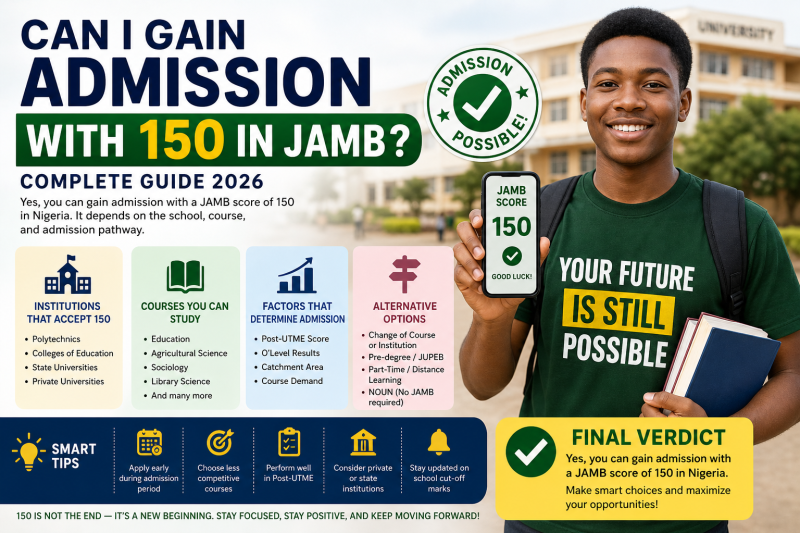 Can I Gain Admission with 150 in JAMB? (Complete 2026 Guide)