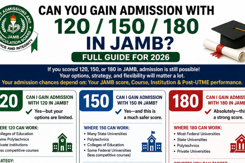 Can You Gain Admission with 120, 150, or 180 in JAMB? (Full Guide for 2026)