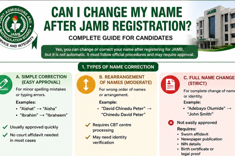 CAN I CHANGE NAME AFTER JAMB REGISTRATION (FULL GUIDE)